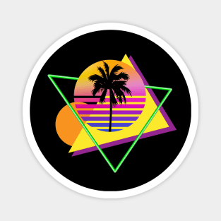 Retro 80s Throwback Palm Tree Silhouette Synthwave Sunset Magnet